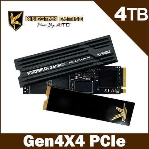 ▼一次擁有雙款散熱片 可用PS5▼AITC 艾格 KINGSMAN KP800 4TB M.2 PCIe NVMe Gen4x4 SSD固態硬碟