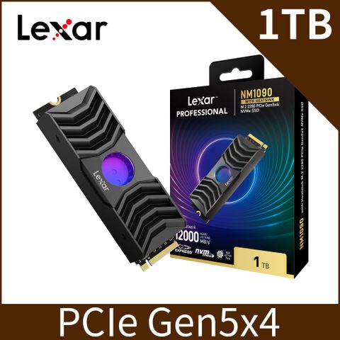 Lexar 雷克沙 NM1090 M.2 2280 PCIe Gen5x4 1TB 固態硬碟(含RGB風扇散熱片)