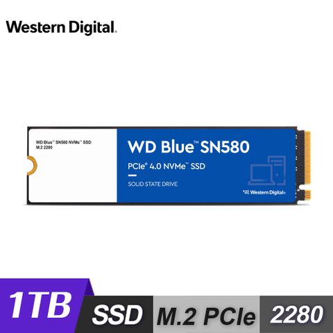 WD 威騰 【WD 威騰】藍標 SN580 1TB M.2 PCIe 4.0 NVMe SSD 固態硬碟