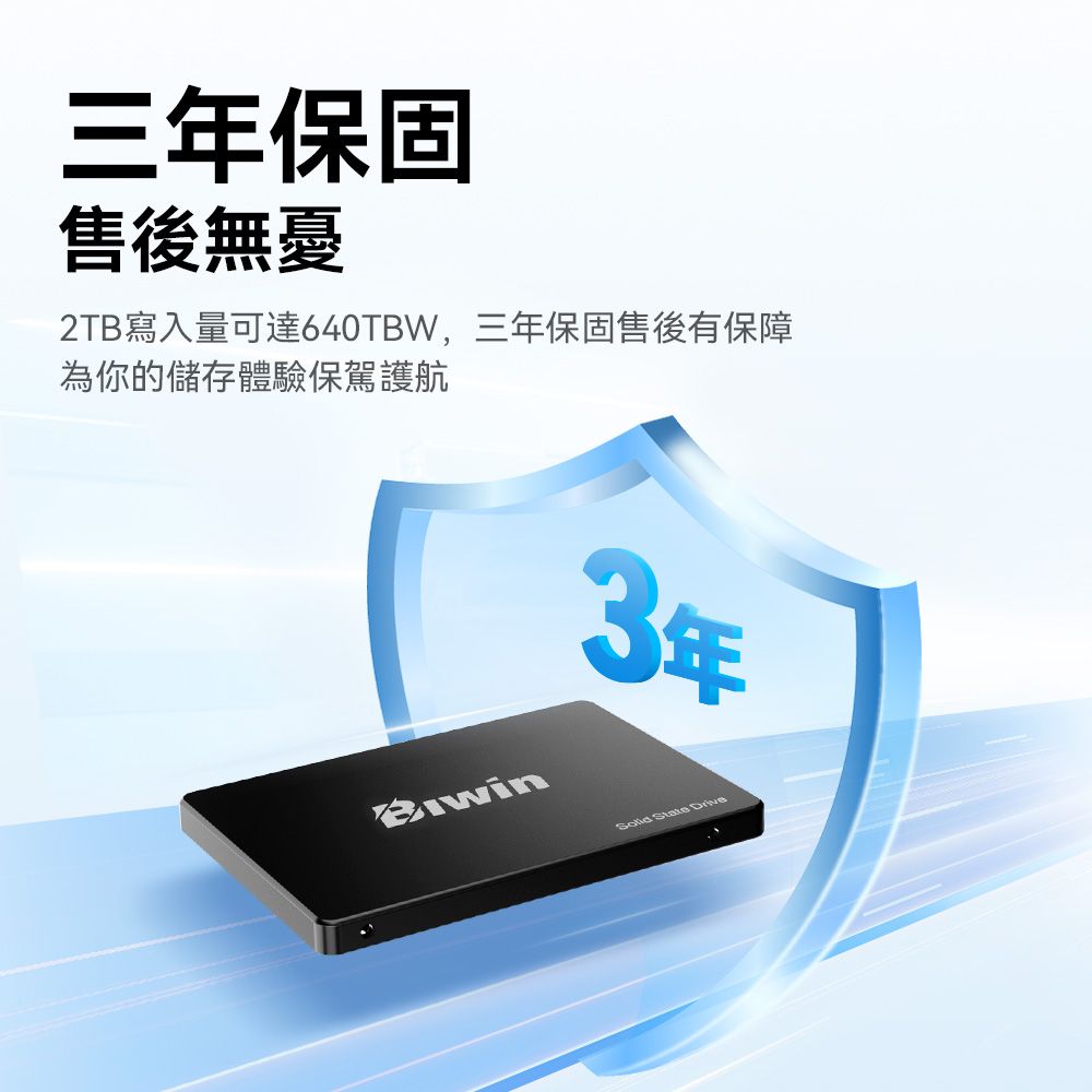 三年保固售後無憂2TB寫入量可達640TBW,三年保固售後有保障為你的儲存體驗保駕護航3年 State Drive