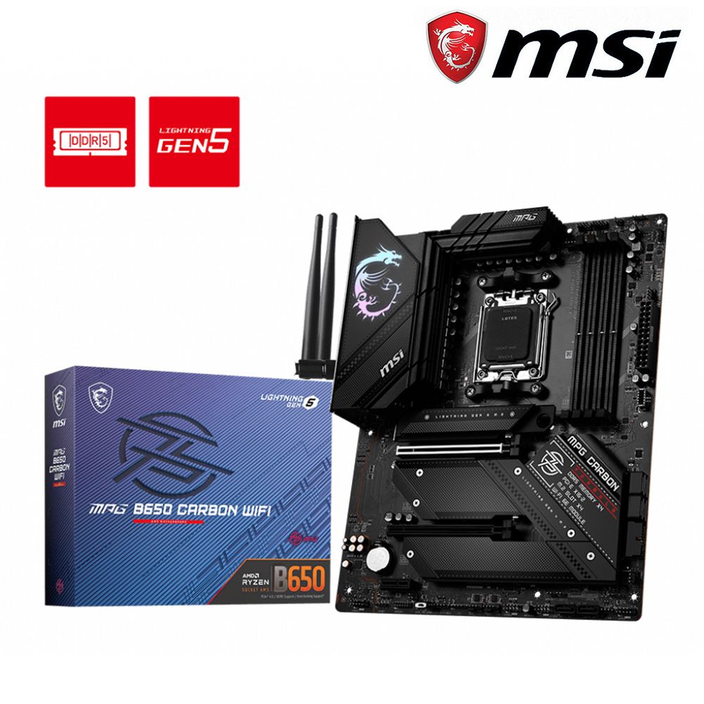 MSI 微星 【C+M套餐】 MPG B650 CARBON WIFI 主機板 + AMD R9-7950X3D 處理器