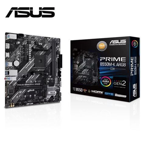 【C+M套餐】ASUS PRIME B550M-K ARGB-CSM 主機板 + AMD R5-5600GT 處理器