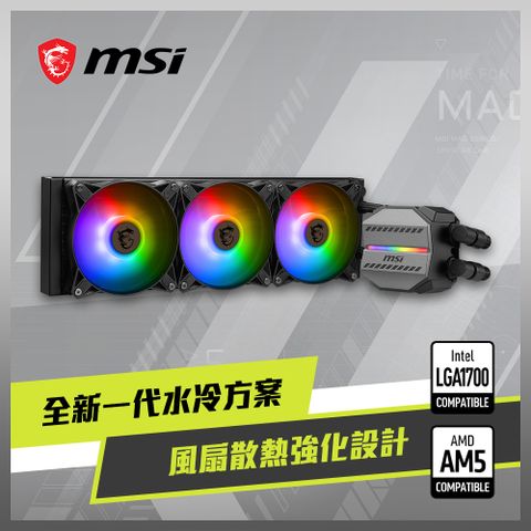 ▼ 搭 Intel i9-14900F ▼ MSI MAG CORELIQUID M360 水冷風扇