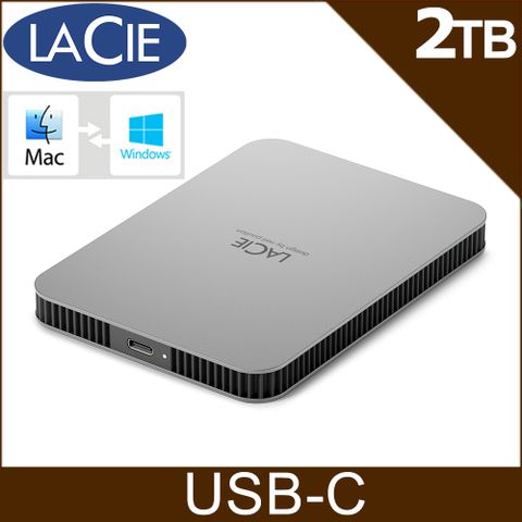 LACIE Mobile Drive USB-C 2TB 行動硬碟-月光銀 (STLP2000400)