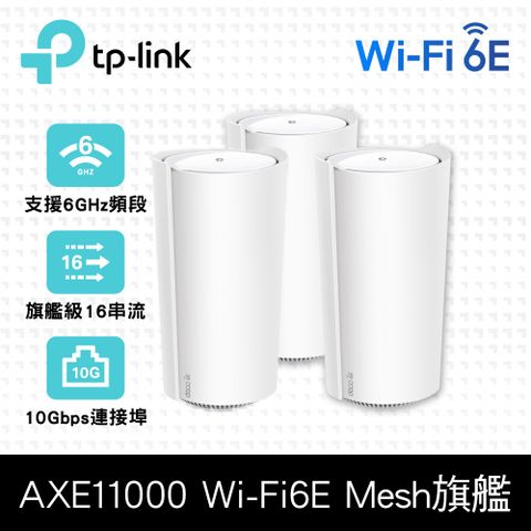 TP-Link Deco XE200 WiFi 6E AXE11000 三頻 10G 無線網狀路由器 (Wi-Fi 6E分享器/支援MOD)(3入)