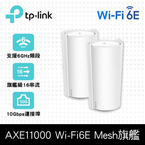 TP-Link Deco XE200 WiFi 6E AXE11000 三頻 10G 無線網狀路由器 兩入組(Wi-Fi 6E分享器/支援MOD)