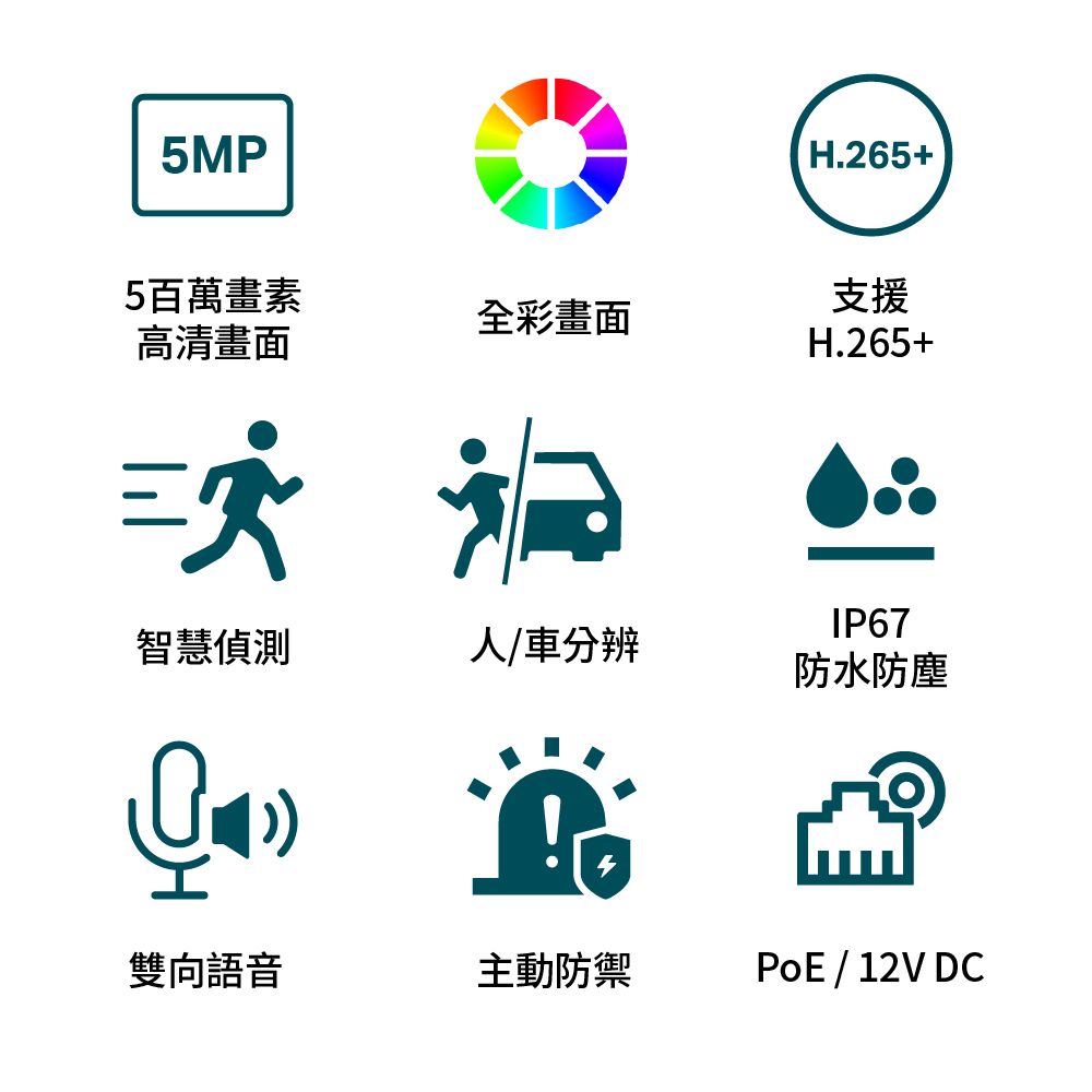 TP-Link  VIGI C355 5MP戶外防水全彩夜視槍型監視器 遠端監控網路攝影機(智慧偵測/定焦鏡頭/IP67)