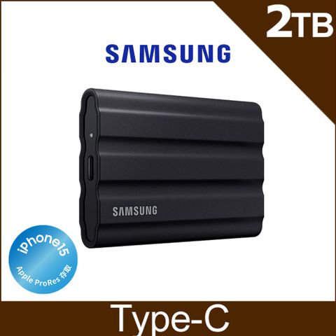 [含羅技無線滑鼠]SAMSUNG 三星T7 Shield 2TB USB 3.2 Gen 2移動固態硬碟 黑 (MU-PE2T0S/WW)