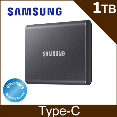[含羅技無線滑鼠]SAMSUNG 三星T7 1TB USB 3.2 Gen 2移動固態硬碟 深空灰 (MU-PC1T0T/WW)
