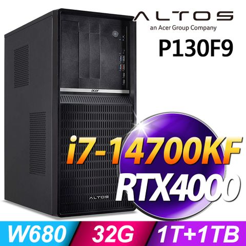 (商用)Acer Altos P130F9 (i7-14700KF/32G/1TB+1TB SSD/RTX4000Ada-20G/W11P)