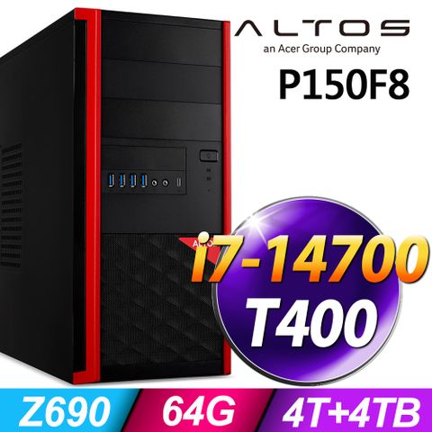 (商用)Acer Altos P150F8 (i7-14700/64G/4TB+4TB SSD/T400-4G/W11P)