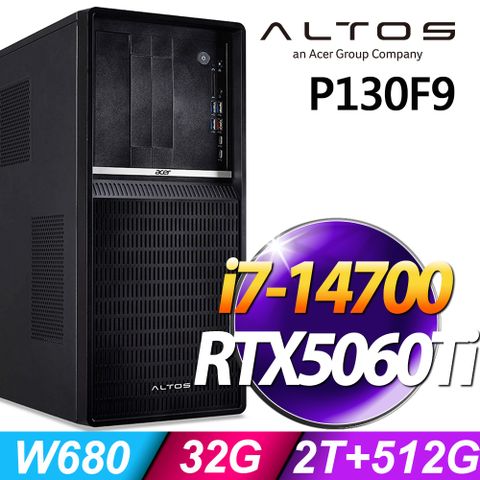 (商用)Acer Altos P130F9 (i7-14700/32G/2TB+512G SSD/RTX5060Ti-8G/W11P)