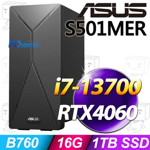 ASUS 華碩 i7處理器 / 16G記憶體 / 1TSSD / RTX4060 / Win11家用版電腦 / 500瓦電源(H-S501MER-713700001W)