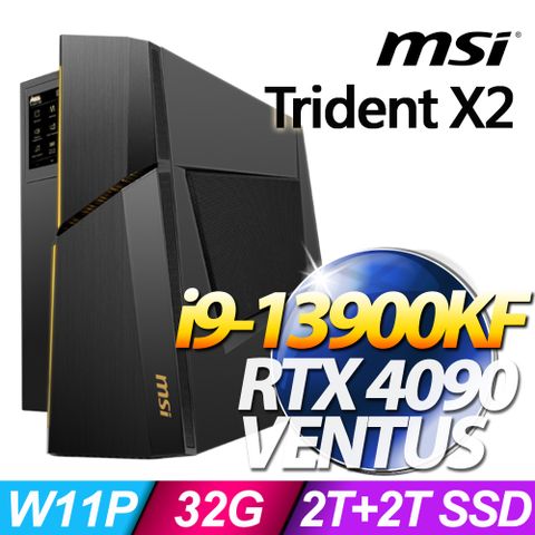 MSI 微星 Trident X2系列-i9處理器-32G記憶體/2T+2T SSD/RTX4090顯卡/Win11專業版電競機/850瓦電源(13-264TW)