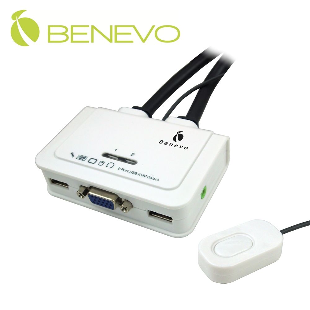 Benevo 帶線型 2埠VGA+USB2.0多電腦切換器(含音效) (BKVM12TA)