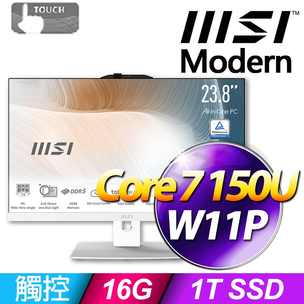 MSI 微星 Modern AM242TP系列 - Core 7處理器 / 16G記憶體 / 1T SSD / Win11專業版液晶電腦 (1M-1061TW)