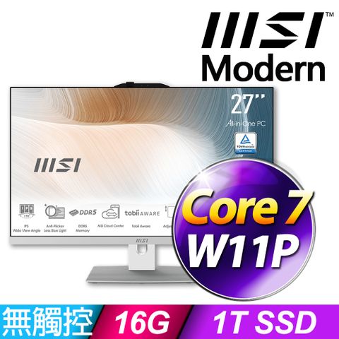 MSI 微星 Modern AM272P 1M系列 - Core 7處理器 / 16G記憶體 / 1T SSD / Win11專業版液晶電腦(1M-857TW)