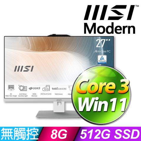 MSI Modern AM272P 1M-860TW(Intel Core 3-100U/8G/512G SSD/Win11)