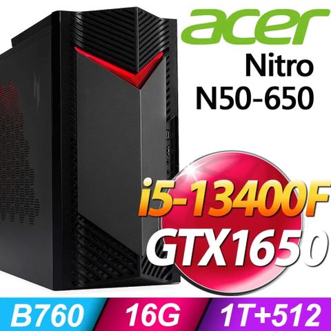 繪圖工作站Acer Nitro N50-650 (i5-13400F/16G/1TB+512SSD/GTX1650_4G/W11P)特仕版