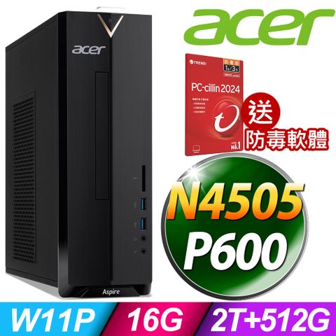 雙核心薄型商用電腦Acer XC-840 商用薄型電腦 N4505/16G/2TB+512SSD/P600_2G/W11P