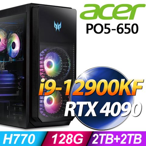13代i9二十四核處理器Acer PO5-650 (i9-12900KF/128G/2TB+2TSSD/RTX4090_24G/W11)