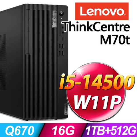 (商用)Lenovo ThinkCentre M70t (i5-14500/16G/1TB+512G SSD/W11P)