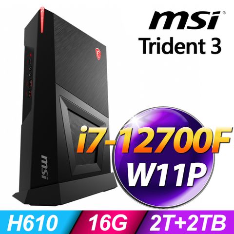 i7十二核心 薄型電競電腦MSI Trident 3 12-031TW (i7-12700F/16G/2TSSD+2TB/T600 4G/W11升級W11P)
