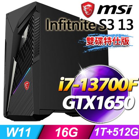 msi微星 Infinite S3 13-845TW電競桌機 (i7-13700F/16G/GTX1650/512G SSD+1T HDD/Win11-雙碟特仕版)