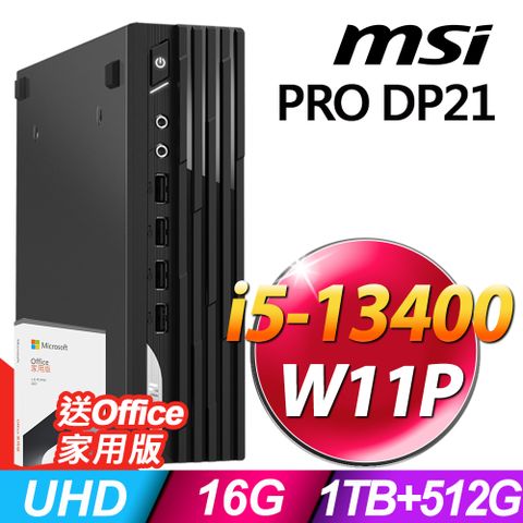 附Office2021組MSI PRO DP21 13M-627TW (I5-13400/16G/1TB+512SSD/W11P)