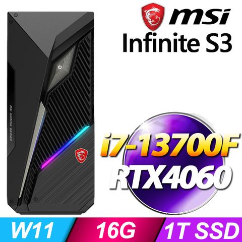 msi微星 Infinite S3 13NUC7-1238TW RTX4060 電競桌機 (i7-13700F/16G/1T SSD/RTX4060-8G/Win11)