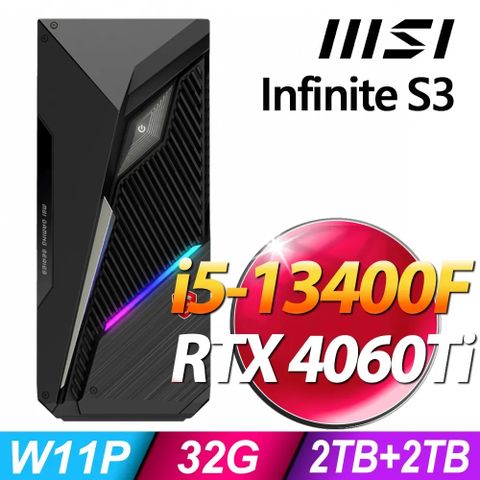 MSI 微星 Infinite S3 (i5-13400F/32G/2TB+2TB SSD/RTX4060TI-8G/W11P)13NUD-883TW