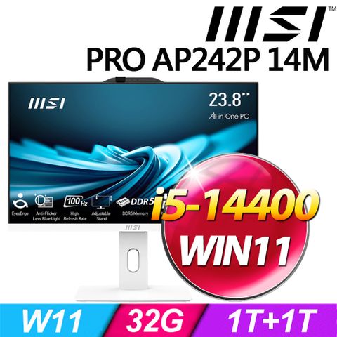 MSI 微星 PRO AP242P 14M-624TW-SP5 24型(i5-14400/32G/1TB+1TB SSD/W11)特仕版