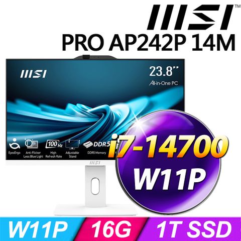 ◤INTEL i7 24型 AIO◢MSI PRO AP242P 14M-626TW 24型(i7-14700/16G/1TB SSD/W11P)