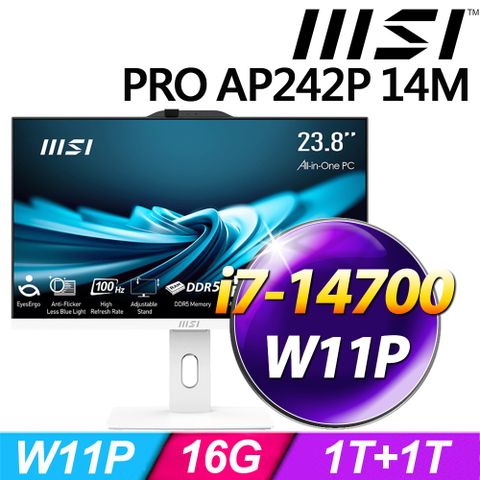 MSI 微星 PRO AP242P 14M-626TW-SP1 24型(i7-14700/16G/1TB+1TB SSD/W11P)特仕版