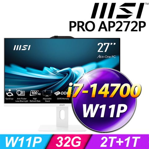 MSI 微星 PRO AP272P 14M-497TW-SP5 (i7-14700/32G/1TB+2TB SSD/W11P)特仕版