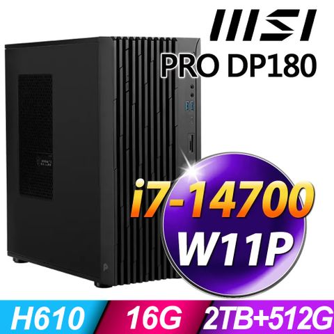 14代i7二十核雙碟桌上型文書電腦MSI PRO DP180 i7-14700/16G/2TB+512G SSD/W11P