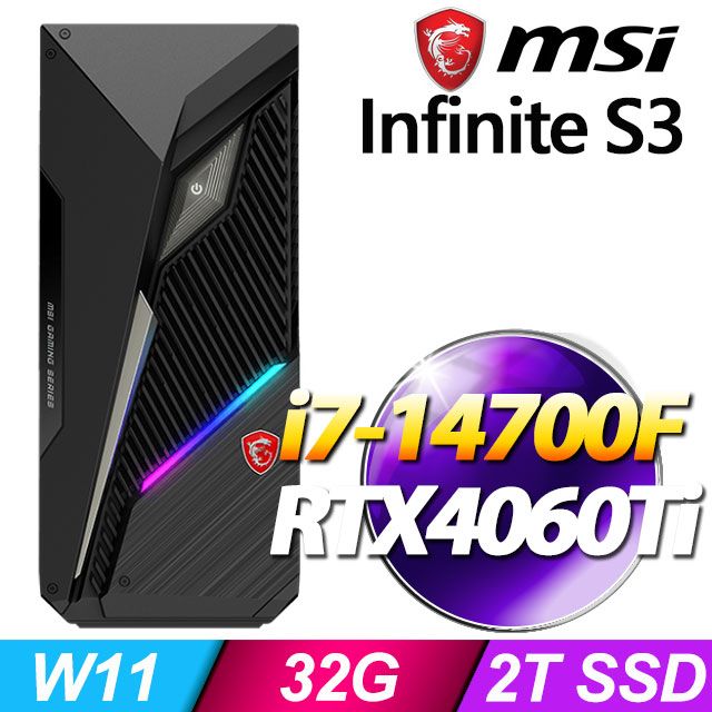 MSI 微星 Infinite S3 14NUD7-2065TW(i7-14700F/32G/2T SSD/RTX4060Ti-8G/W11)