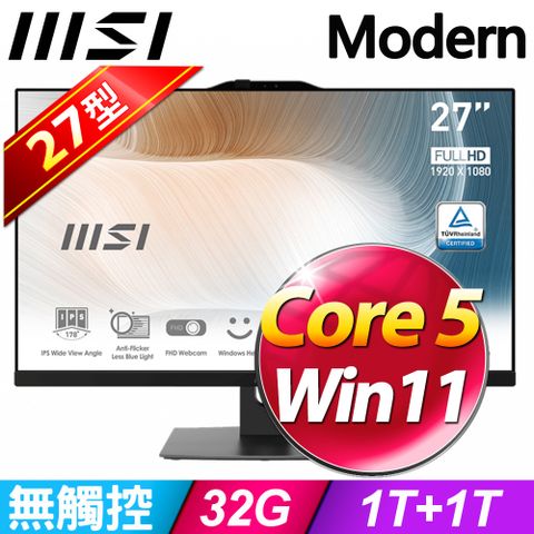 MSI Modern AM272P 1M-858TW-SP5 (Core 5 120U/32G/1TB+1TB SSD/W11)特仕版