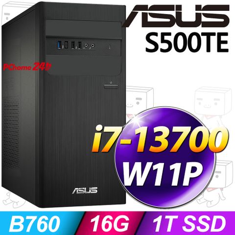 ASUS 華碩 S500TE系列 - i7處理器 / 16G記憶體 / 1TB SSD / Win11專業版電腦 / 500瓦電源( H-S500TE-713700008X)