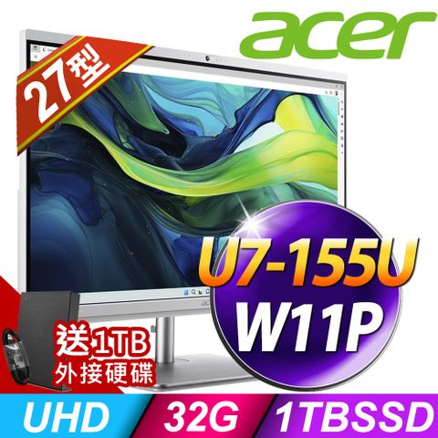 ACER 宏碁 Aspire C27-195ES系列 - Ultra7 處理器 / 32G記憶體 / 1TB SSD / W11P專業版電腦