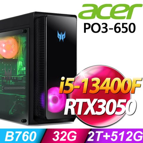 Acer Predator Orion PO3-650 (i5-13400F/32G/2TB+512G SSD/RTX3050-6G/W11P)