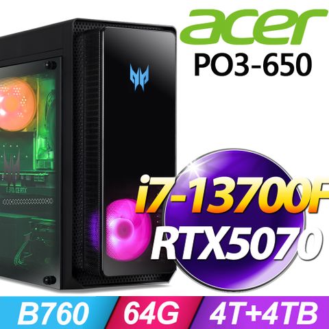 Acer Predator Orion PO3-650 (i7-13700F/64G/4TB+4TB SSD/RTX5070-12G/W11P)