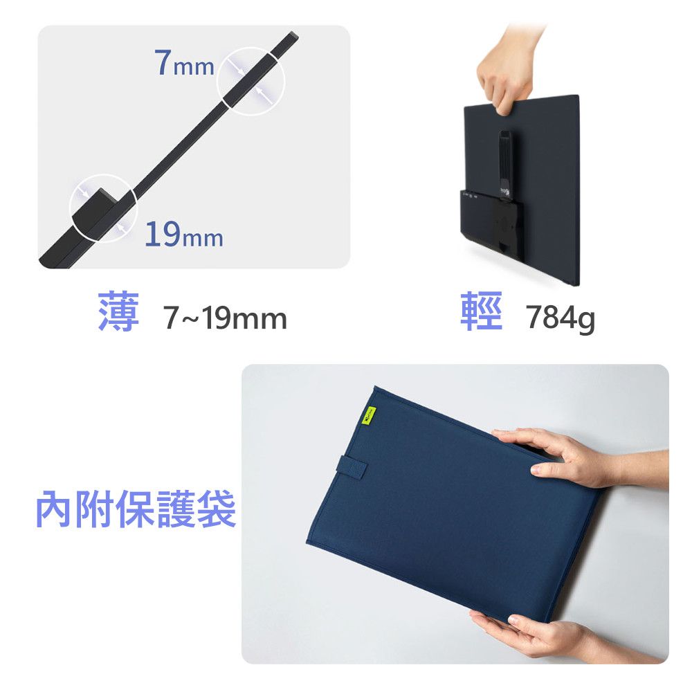Gechic 給奇創造 M161H 輕裝版 16.1吋 可攜式螢幕 USB-C/ HDMI雙介面(MacBook外接螢幕/筆電雙螢幕)