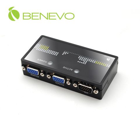 BENEVO磁吸型 2埠VGA螢幕分配器，附1條UL2919高隔離線(BVS122)