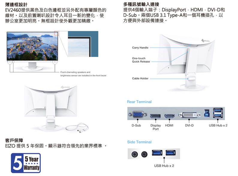 EIZO FlexScan EV2460 (白色) - PChome 24h購物