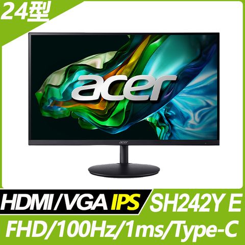 ACER 宏碁 SH242Y E 寬螢幕(24型/FHD/100Hz/1ms/IPS/HDMI/Type C)