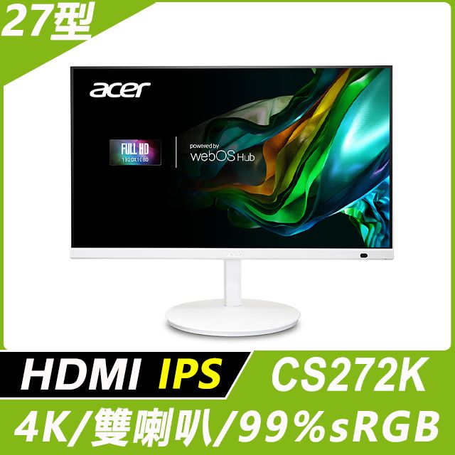 ACER 宏碁 CS272K 智慧螢幕(27型/4K/HDMI/喇叭/IPS)