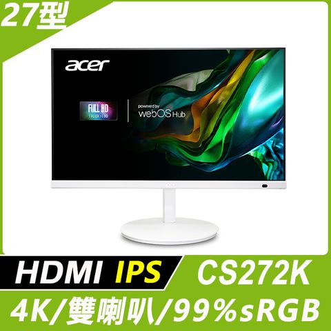 ACER 宏碁 CS272K 智慧螢幕(27型/4K/HDMI/喇叭/IPS)