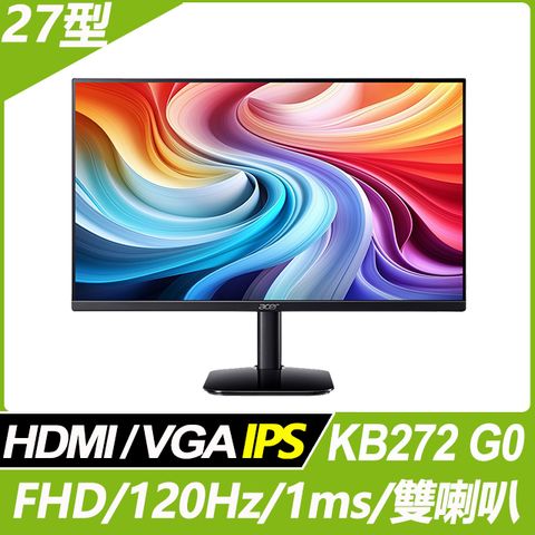 ACER 宏碁 KB272 G0 護眼螢幕(27型/FHD/120Hz/1ms/HDMI/IPS)