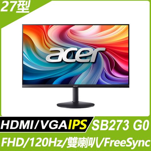 Acer SB273 G0 超薄護眼螢幕(27型/FHD/HDMI/喇叭/IPS)